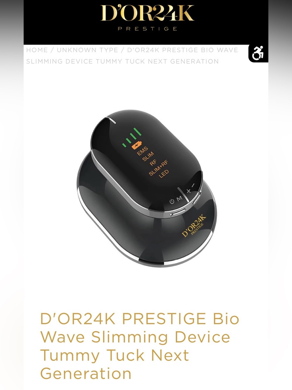 D'OR24K Prestige Bio Wave Slimming Device - Black